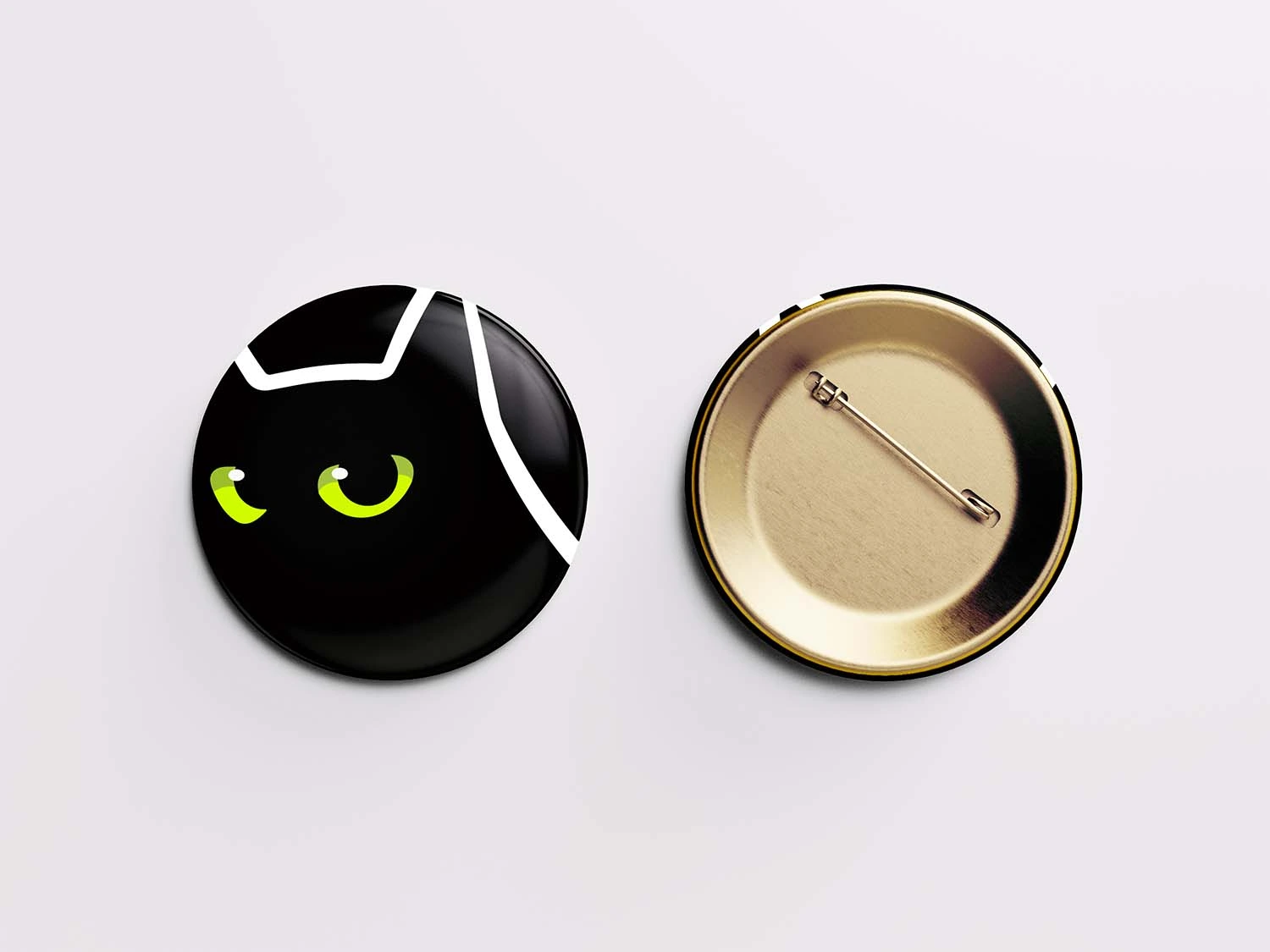 Badge avec le logo minimaliste d'un chat noir (Fripon)