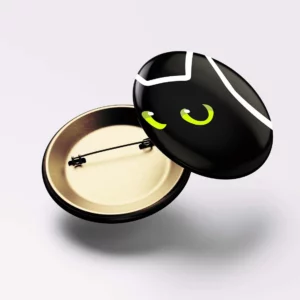 Badge avec le logo minimaliste d'un chat noir (Fripon)