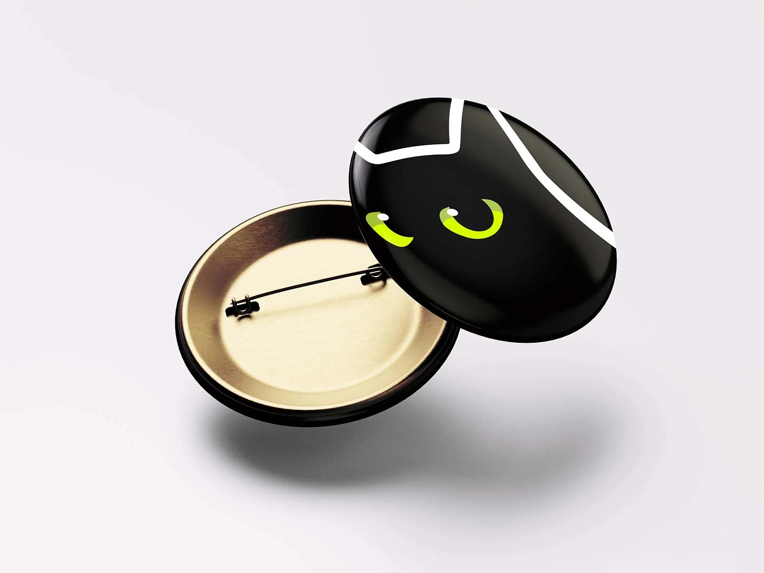 Badge avec le logo minimaliste d'un chat noir (Fripon)